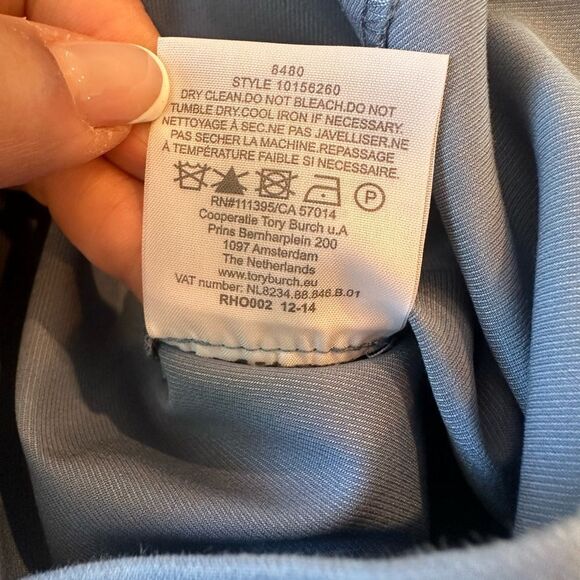 Tory Burch Women's Blue Slit Hem Cotton Blend Pants size 4 - Picture 11 of 15